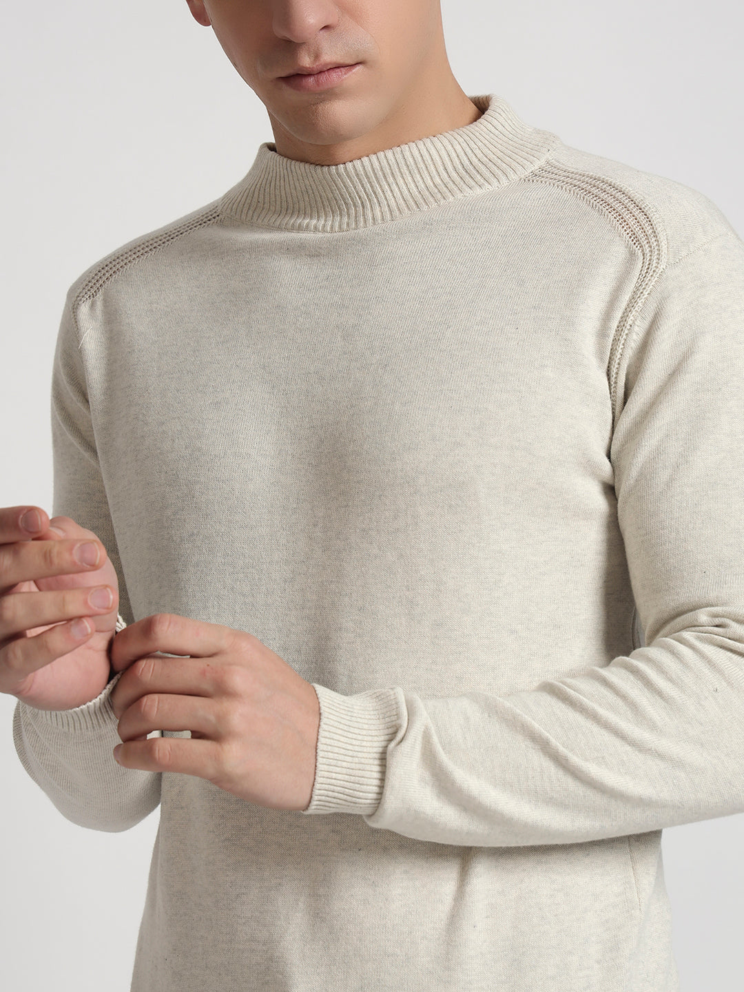 Rarebond's Nimbus Men's Acru Melange Knitted High Neck