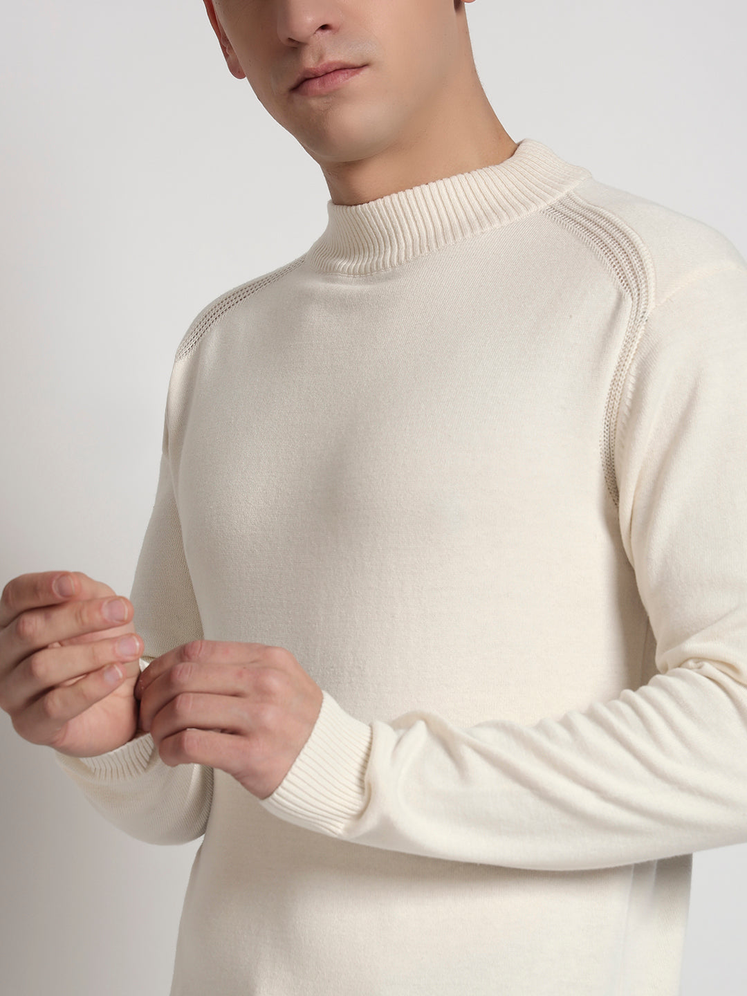 Rarebond's Nimbus Men's Off-White Knitted High Neck