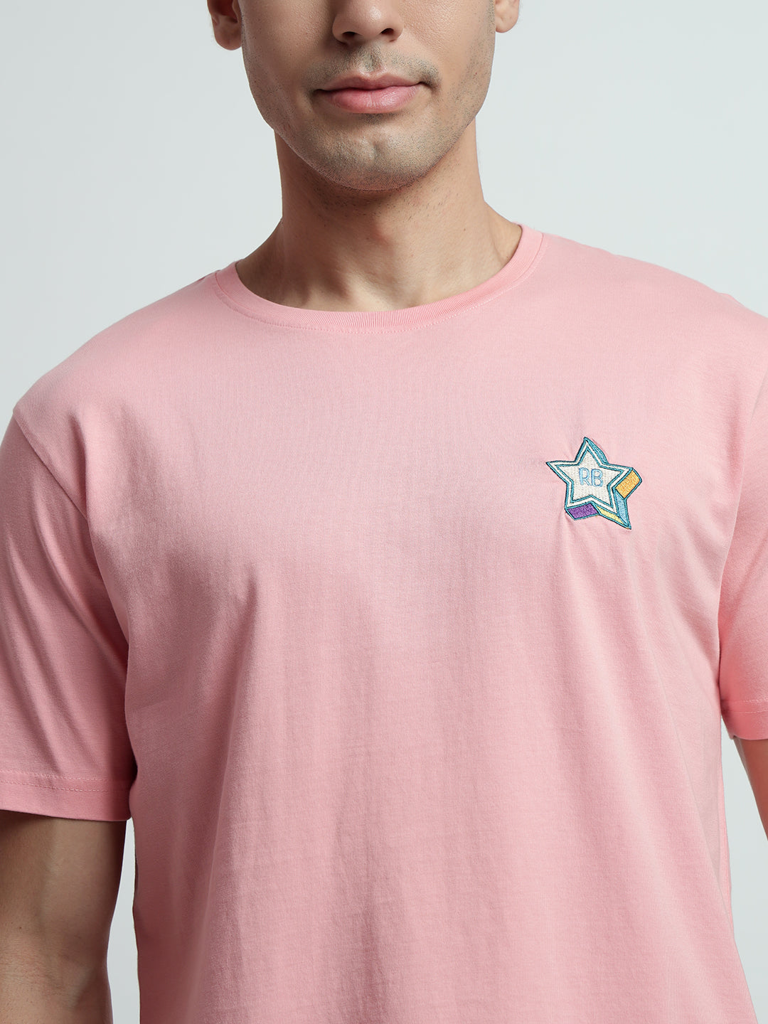 Rarebond's EMB Pink Half Sleeve Comfort Fit T-shirt
