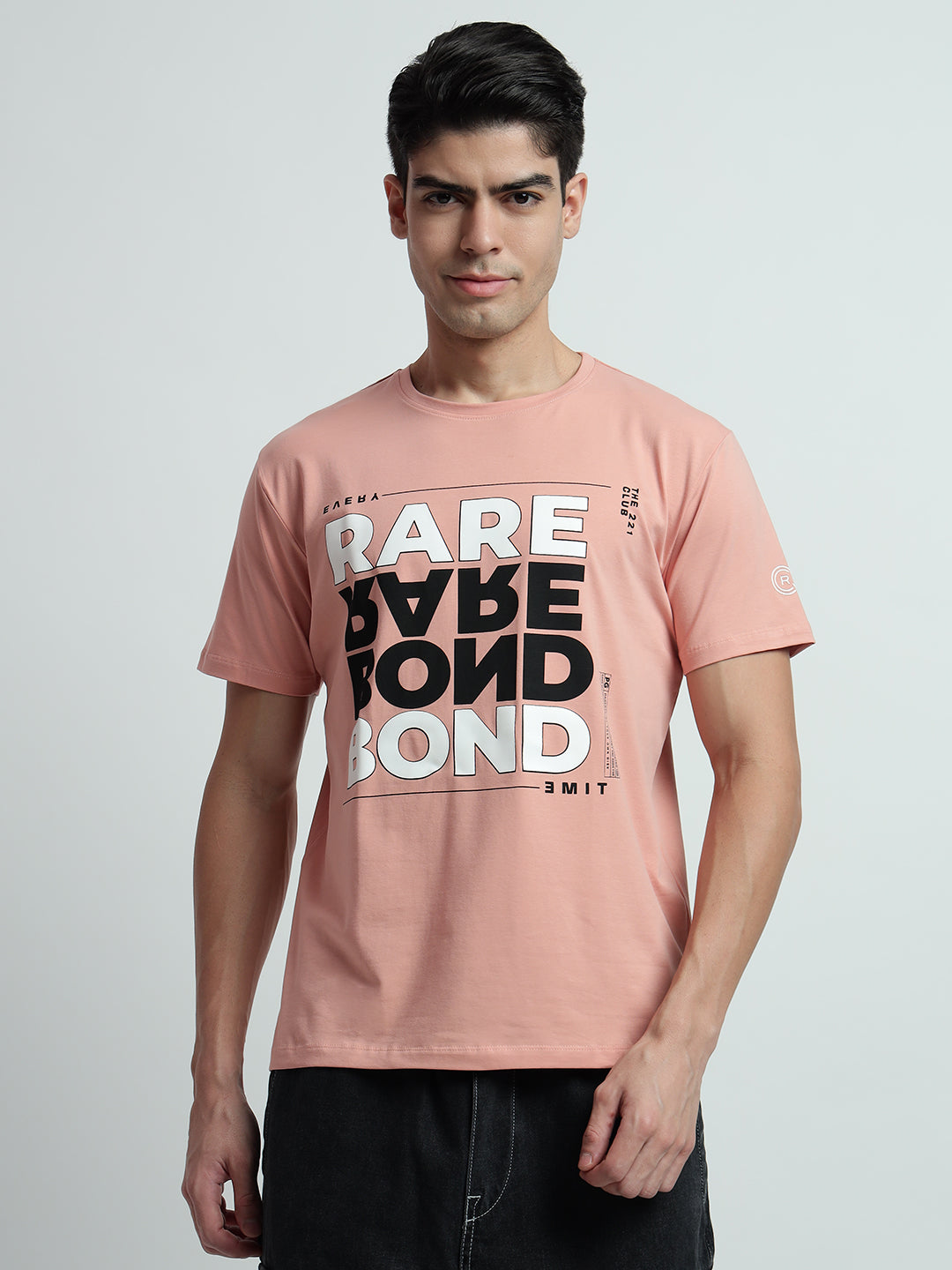 Rarebond's Rare Flip Peach Half Sleeve Comfort Fit T-Shirt