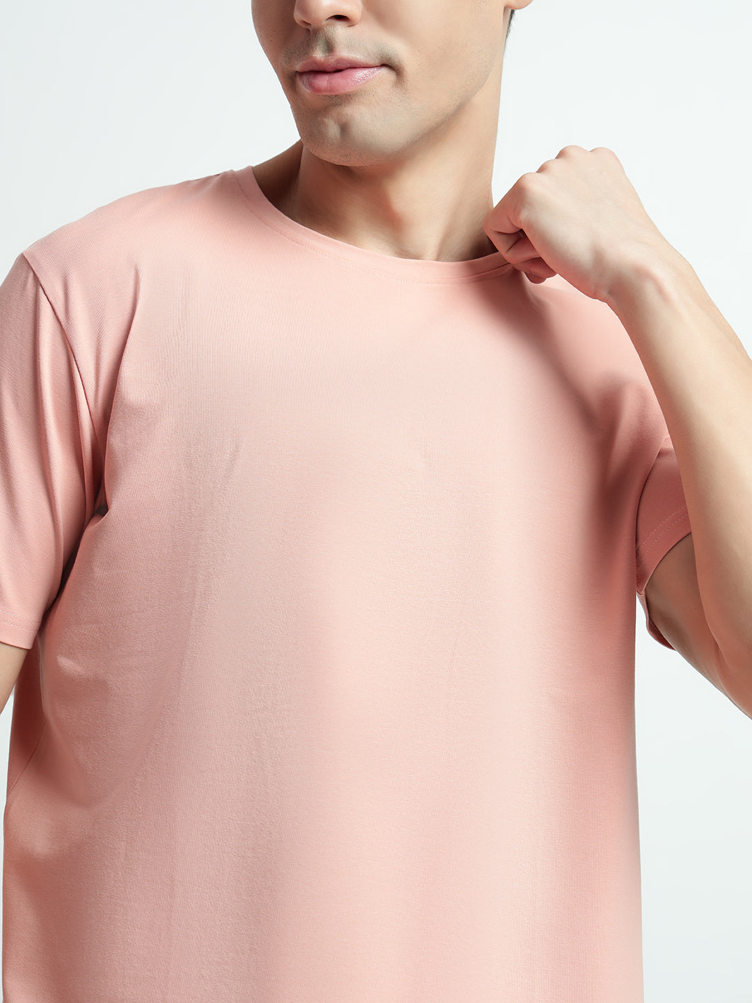 Rarebond Flow Half Sleeve Crew Neck Peach Comfort Fit