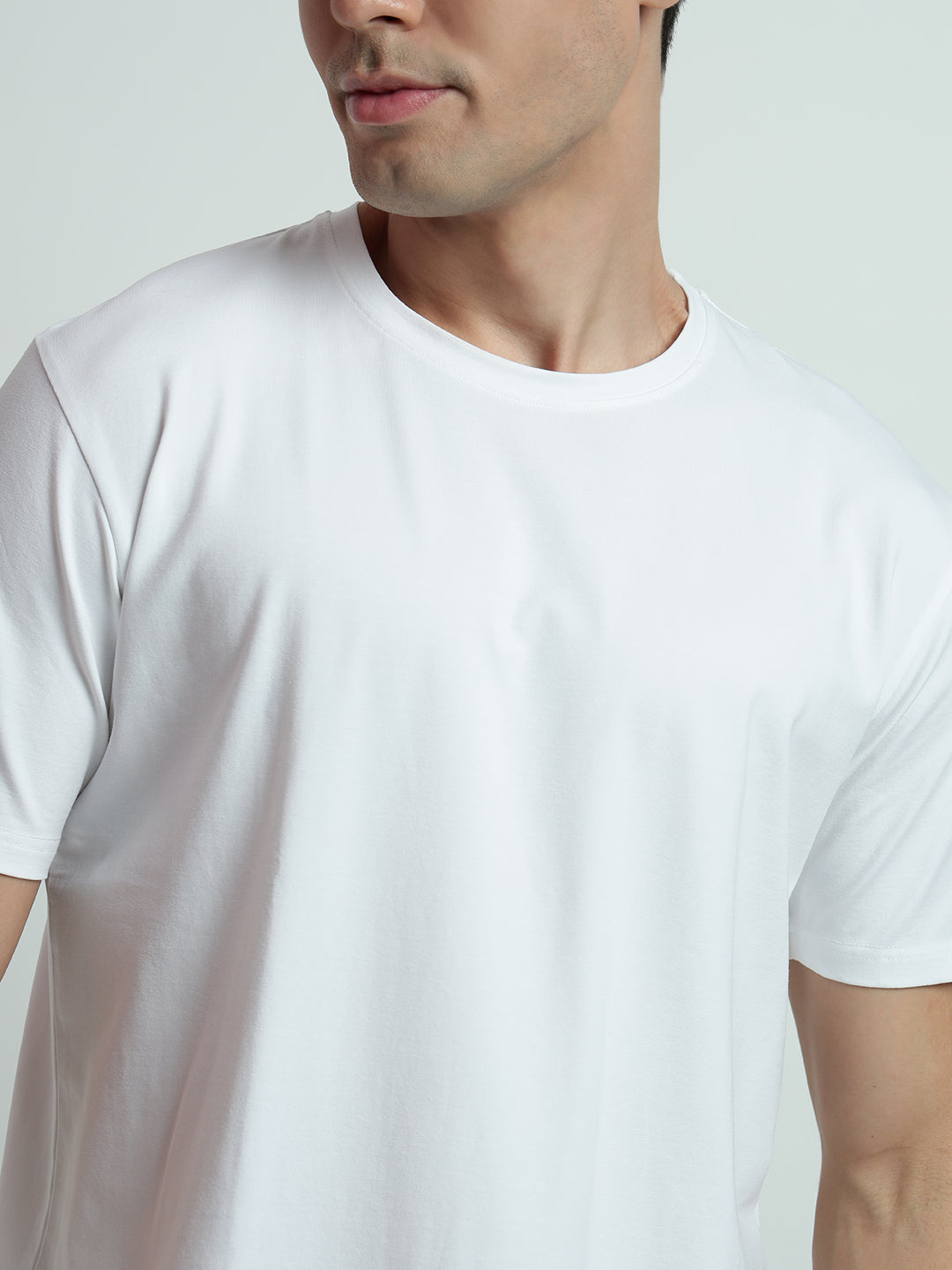 Rarebond Flow Half Sleeve Crew Neck White Comfort Fit