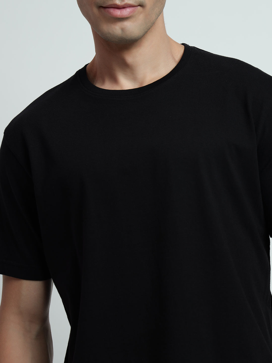 Rarebond Cloud Black Half Sleeve Comfort Fit T-shirt