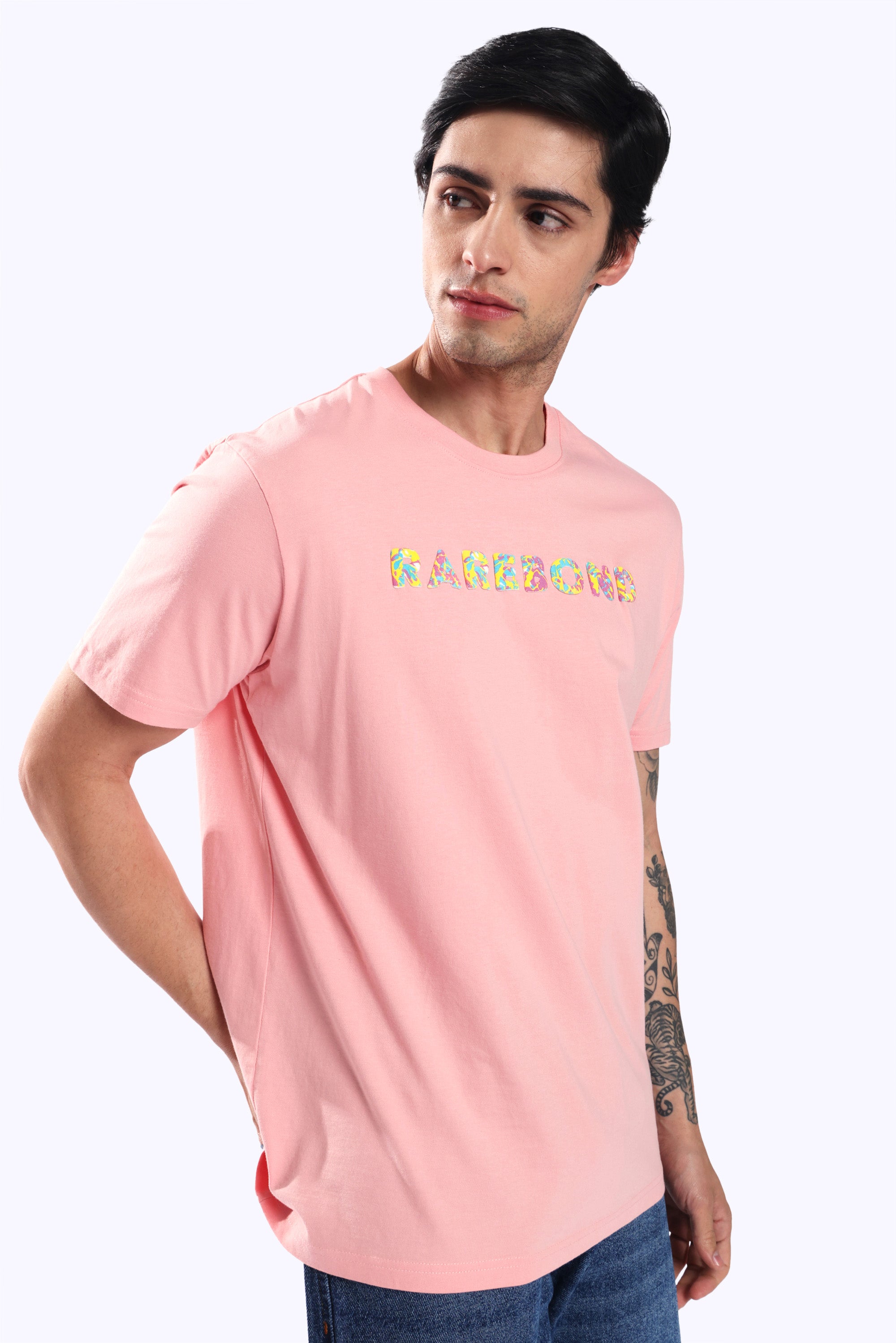 Rarebond's Rainbow Peach Half Sleeve Comfort Fit Round Neck T-Shirt