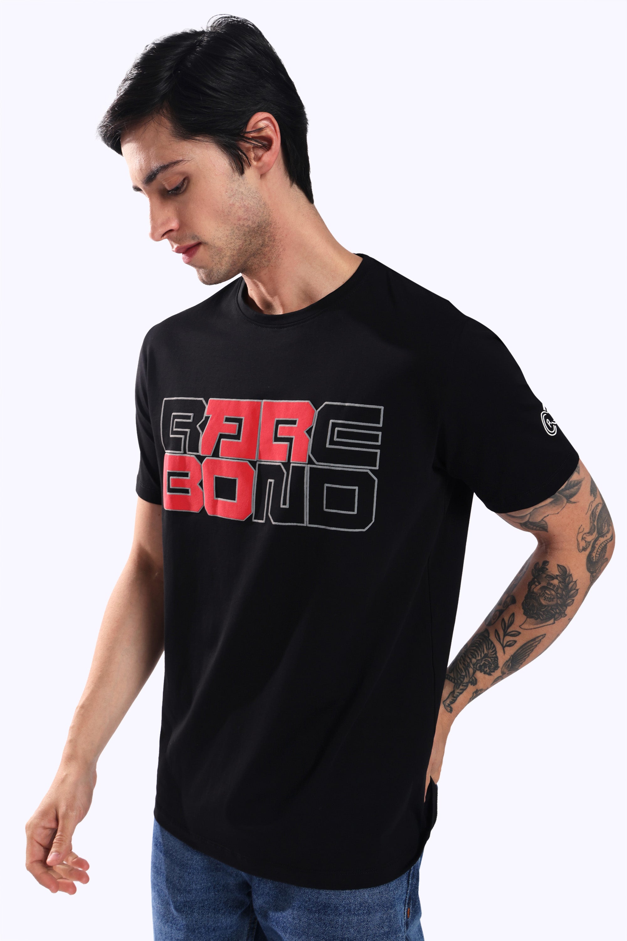 Rarebond's Rare Brinky Black Half Sleeve Comfort Fit T-Shirt