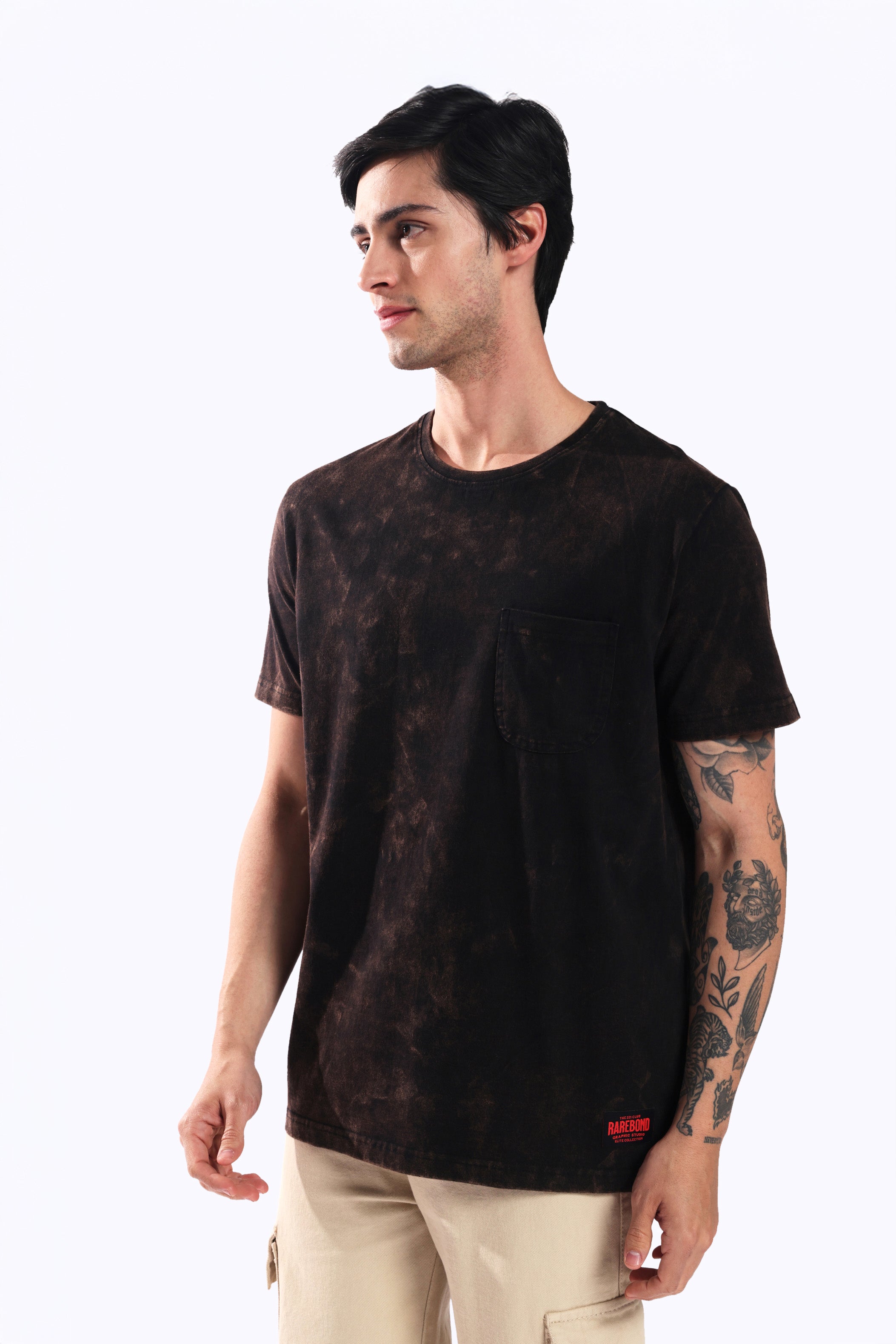 Rarebond's Cloud Stone Black Half Sleeve Comfort Fit T-shirt