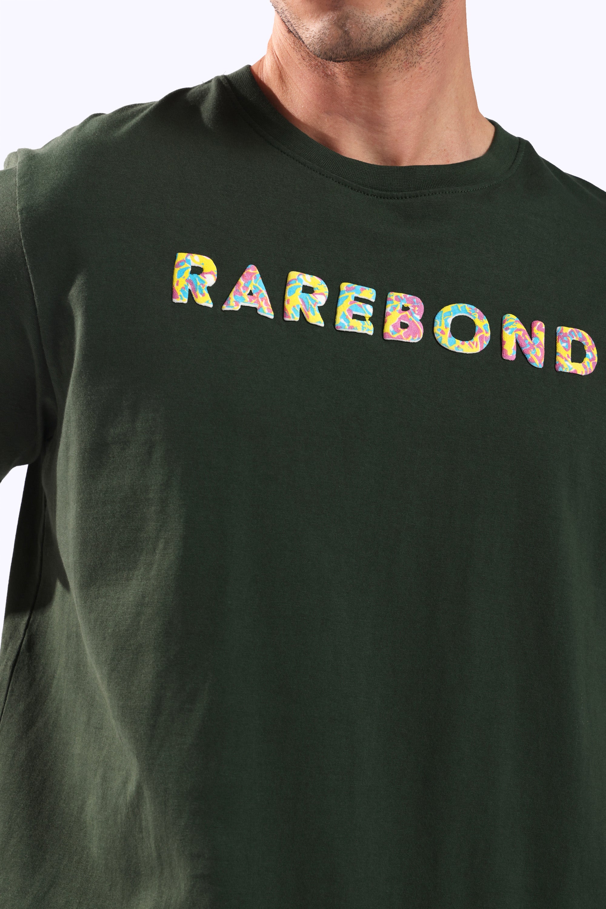 Rarebond's Rainbow Green Half Sleeve Comfort Fit Round Neck T-Shirt