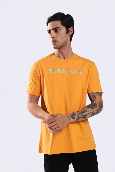 Rarebond's Rainbow Yellow Half Sleeve Comfort Fit Round Neck T-Shirt