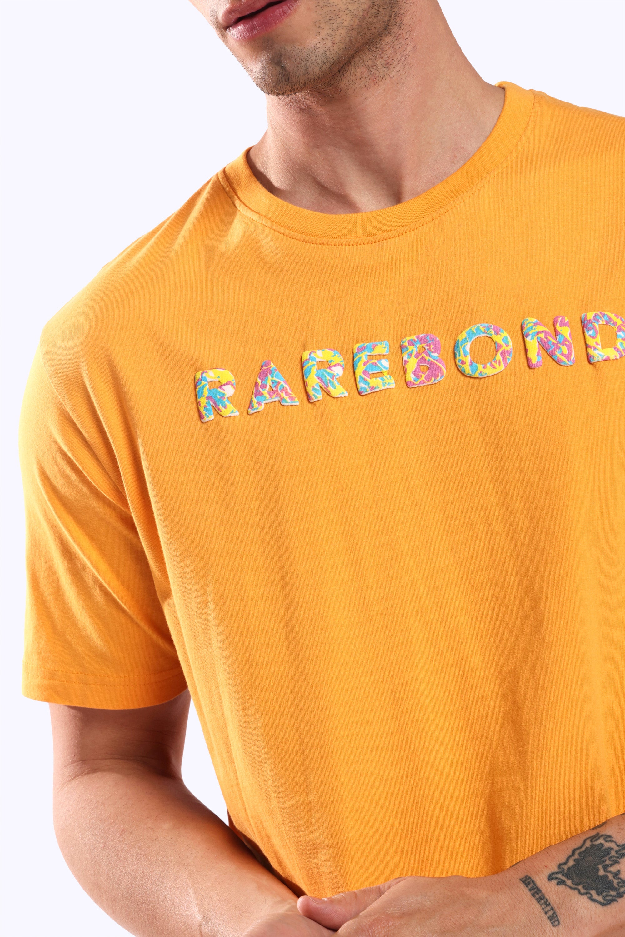 Rarebond's Rainbow Yellow Half Sleeve Comfort Fit Round Neck T-Shirt