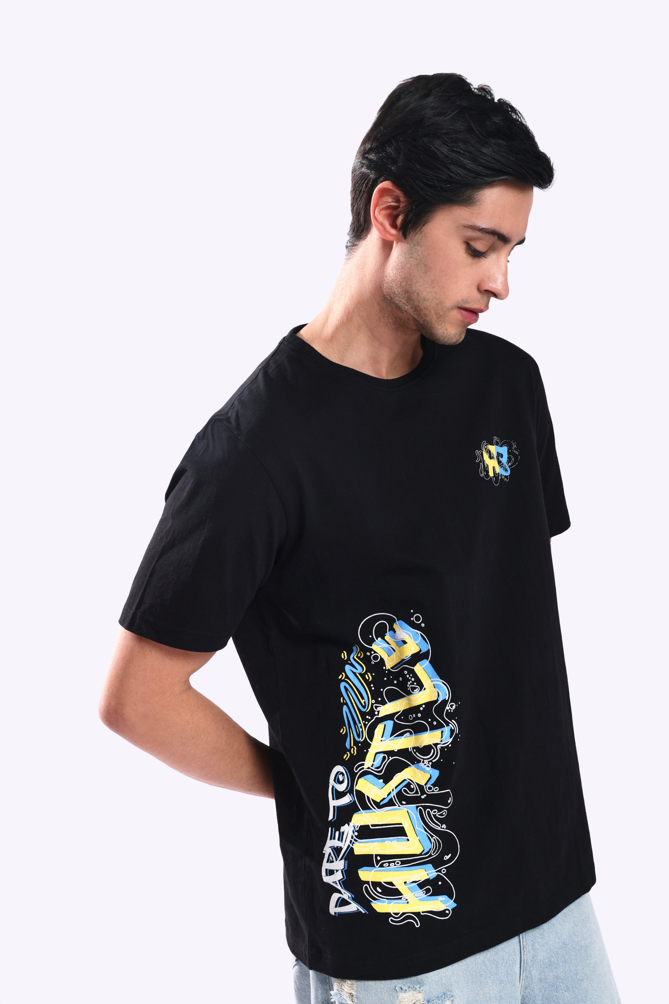 Rarebond's Dare To Hustle Black Half Sleeve Comfort Fit Round Neck T-Shirt