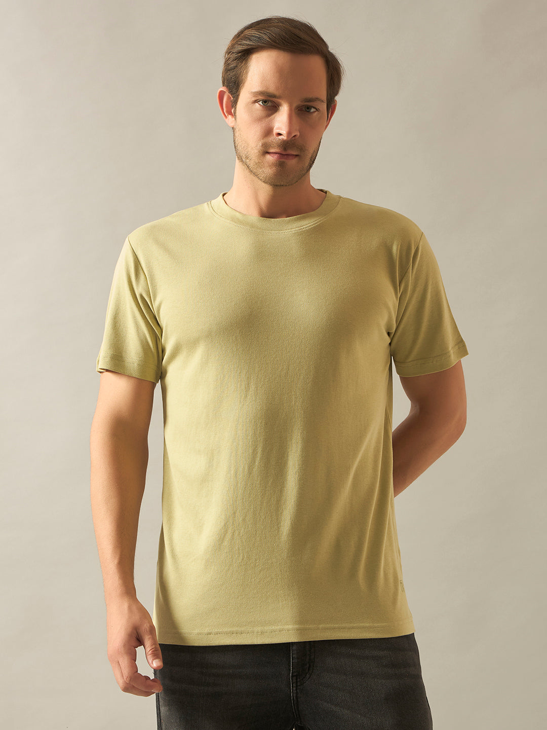 Bamboo Cotton Comfort Fit Round Neck Half Sleeves T-Shirt - Lt.Green