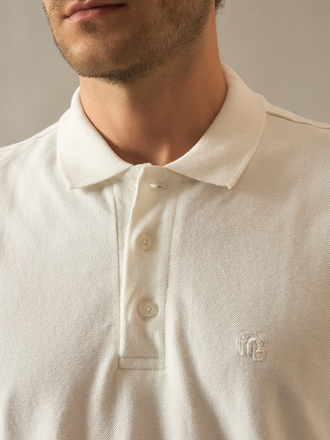 Pique Polo Half Sleeves T-Shirt - White