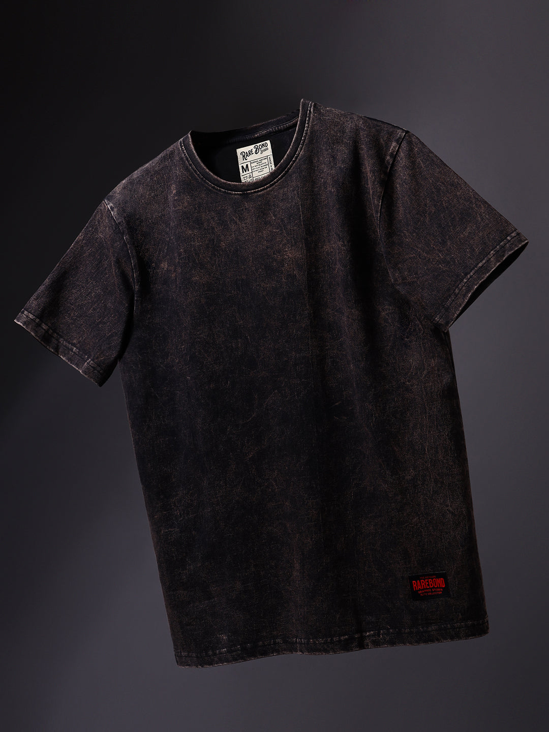 Rarebond's Cloud Stone Black Half Sleeve Comfort Fit T-shirt