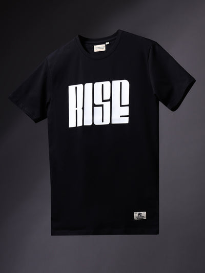 Rarebond's Rise Black Half Sleeve Comfort Fit T-shirt