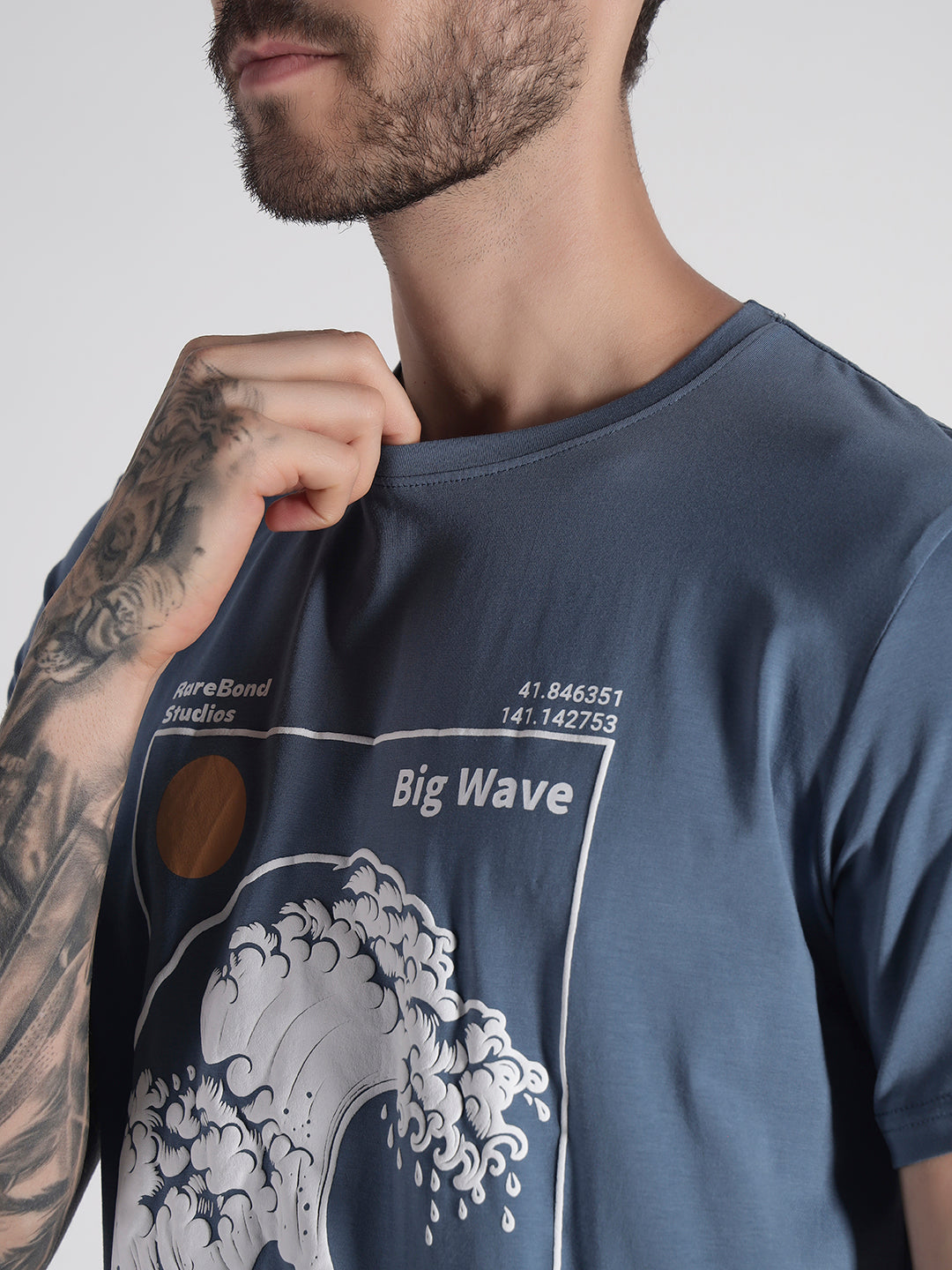 Rarebond's Hokkaido Corn Flower Blue Half Sleeve Comfort Fit T-shirt