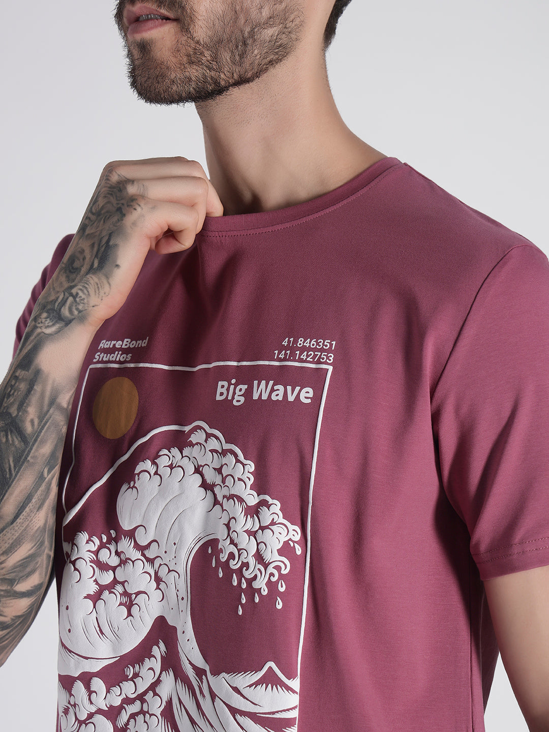 Rarebond's Hokkaido Mauve Half Sleeve Comfort Fit T-shirt