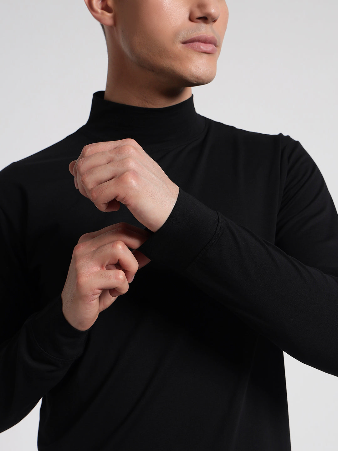 Rarebond Black Full Sleeves Comfort Fit High Neck