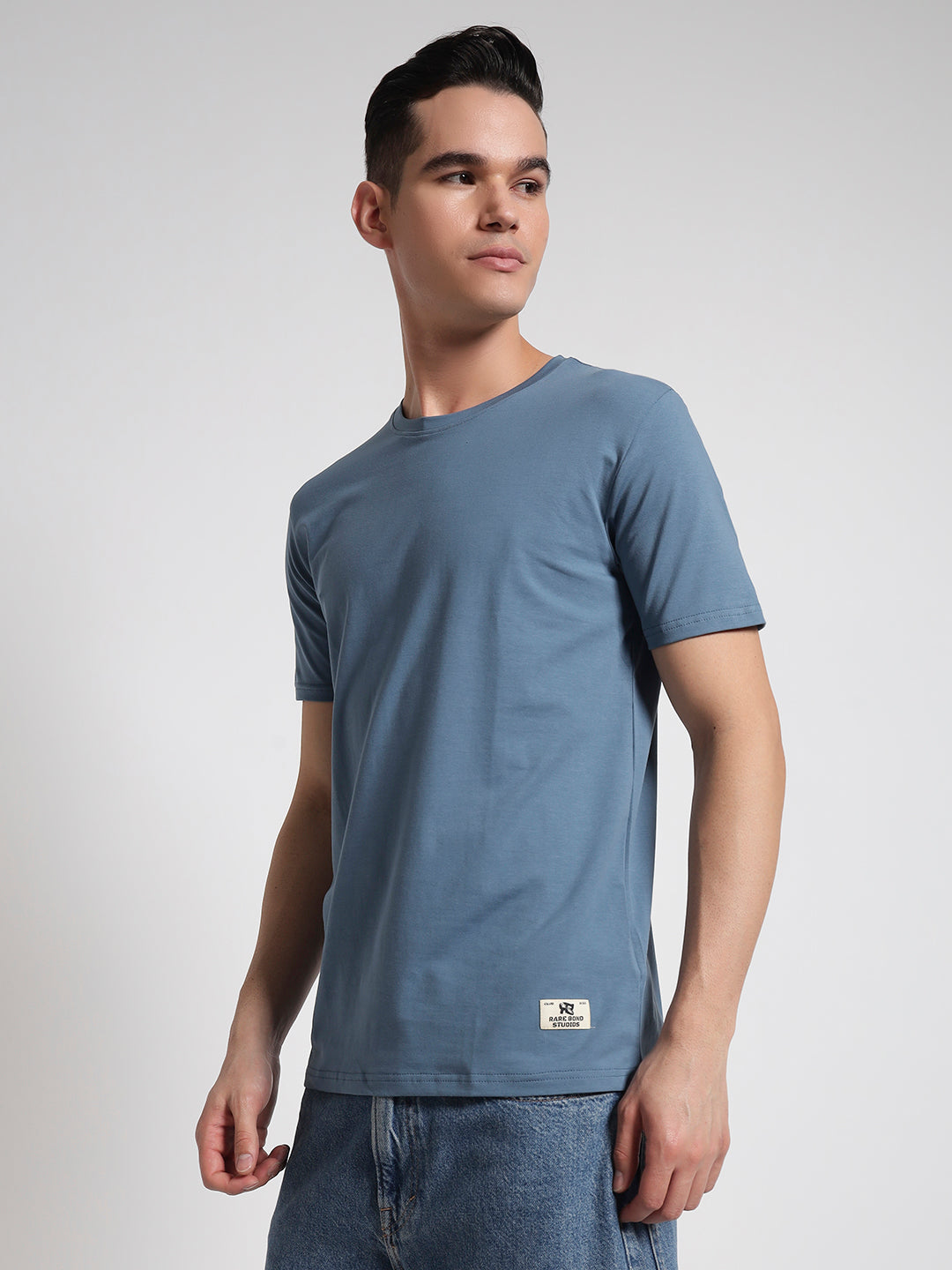 Rarebond Flow Half Sleeve Crew Neck Corn Flower Blue Comfort Fit t shirt