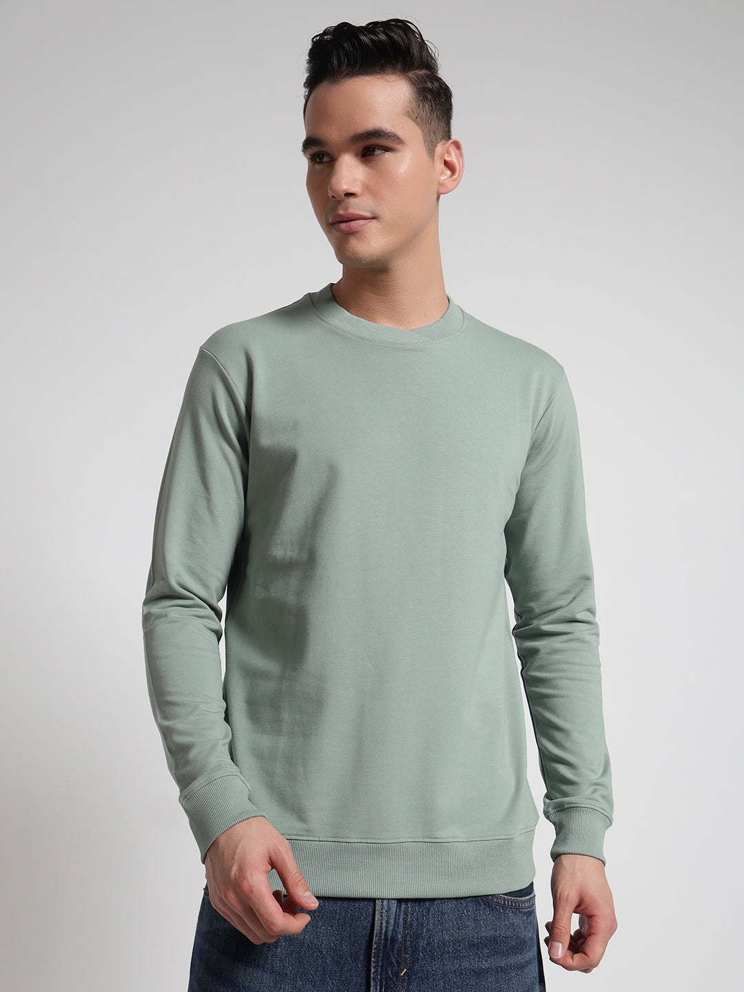 Rarebond's Green Full Sleeve Comfort Fit Round Neck Elevated Sweatshirt