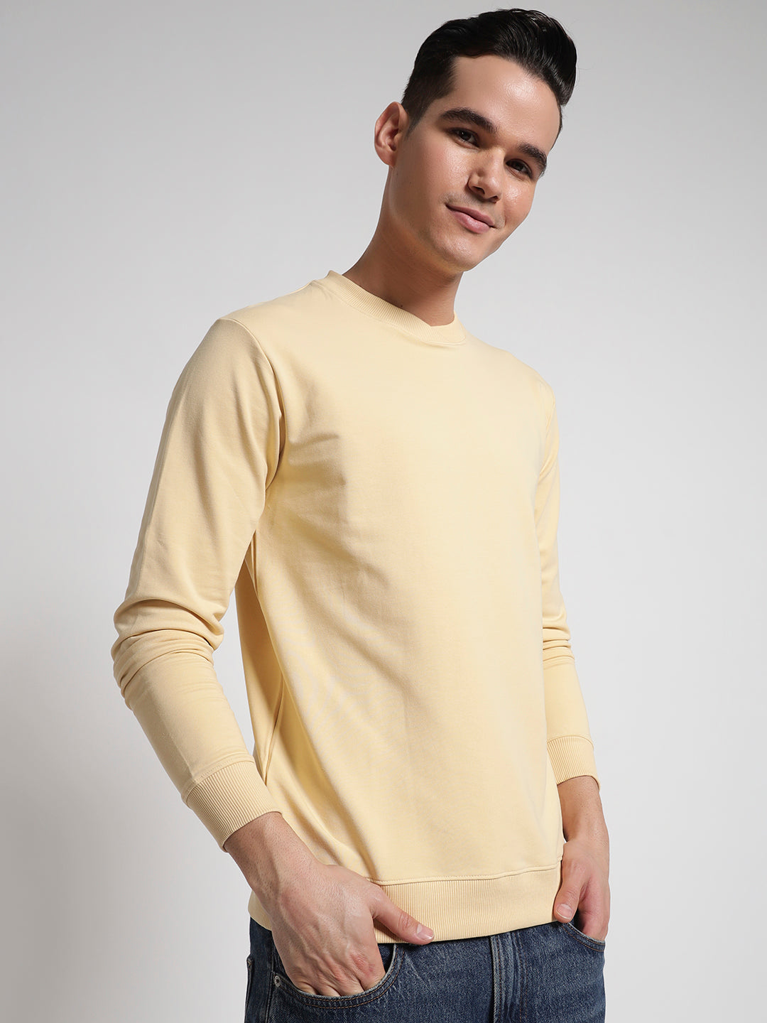 Rarebond's Yellow Full Sleeve Comfort Fit Round Neck Elevated Sweatshirt