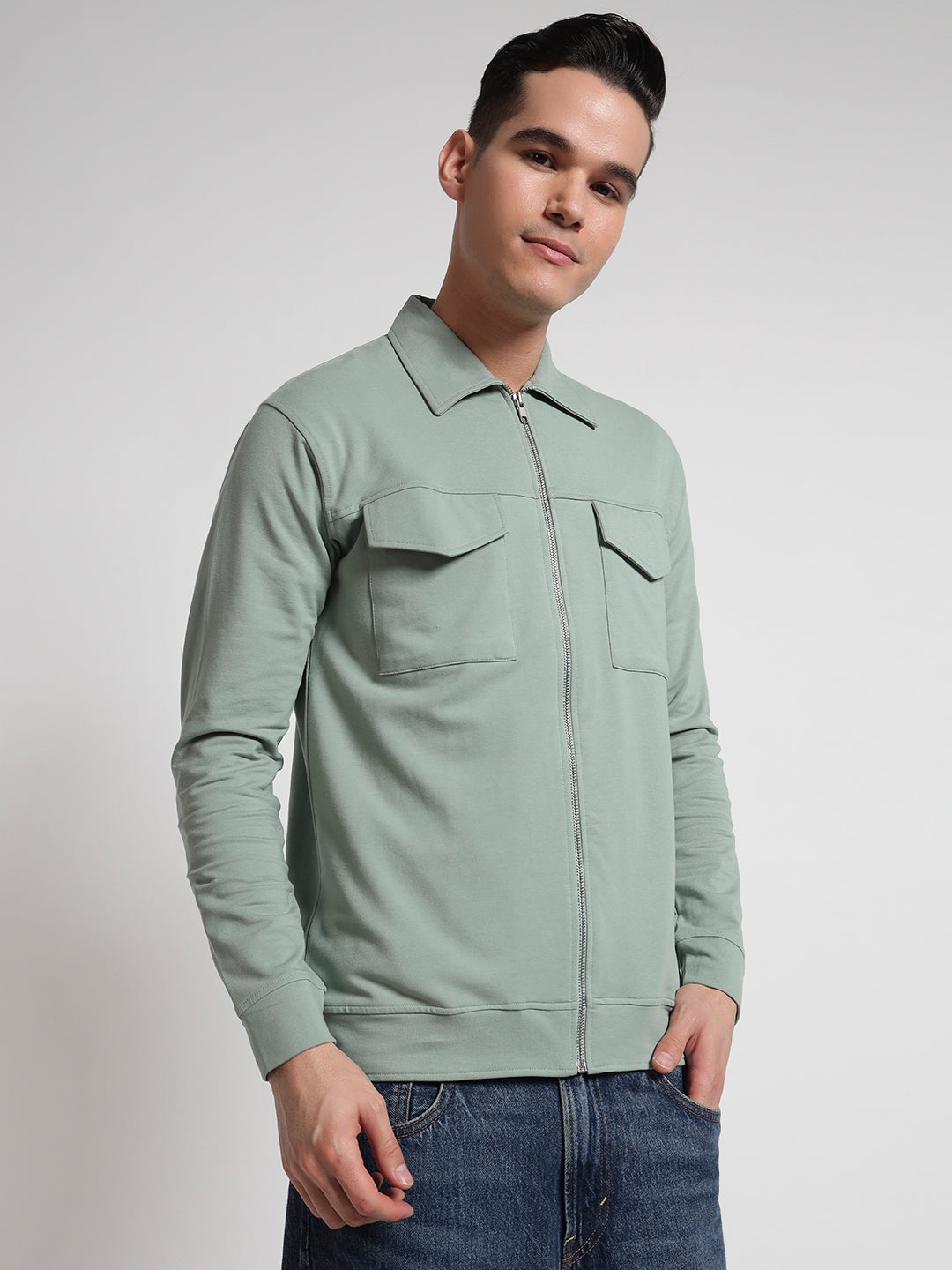 Rare Bond Green Full Sleeves Comfirt Fit Shacket