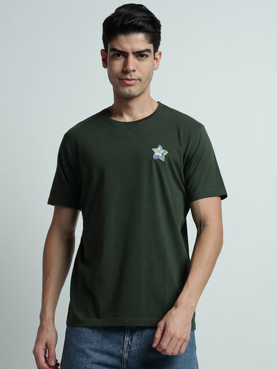 Rarebond's EMB Green Half Sleeve Comfort Fit T-shirt