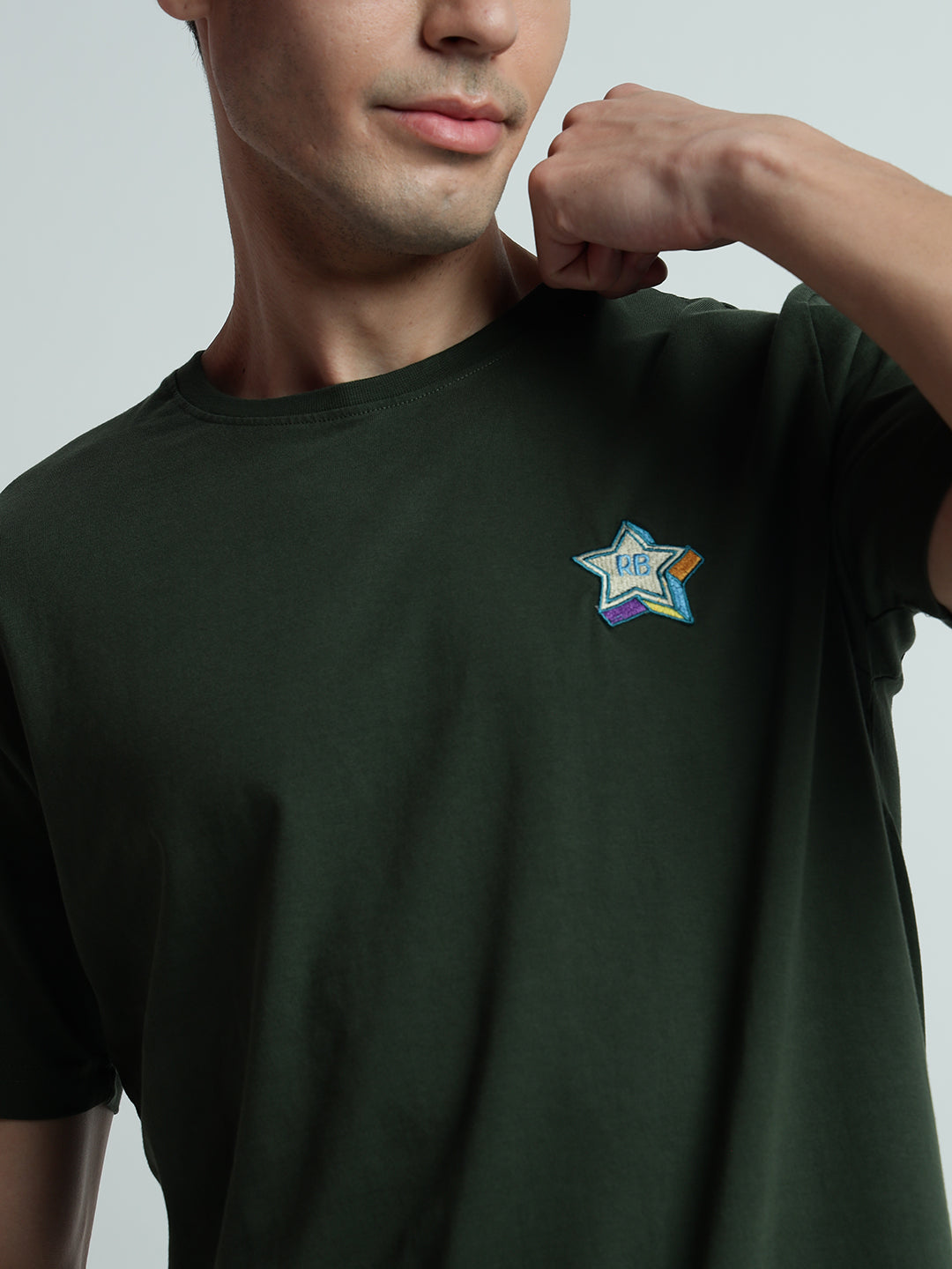 Rarebond's EMB Green Half Sleeve Comfort Fit T-shirt