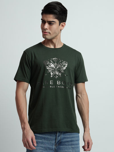 Rarebond's Butterfly Green Half Sleeve Comfort Fit T-Shirt