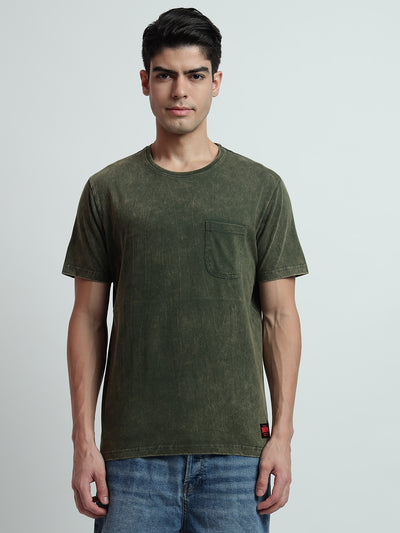 Rarebond's Cloud Stone Green Half Sleeve Comfort Fit T-shirt