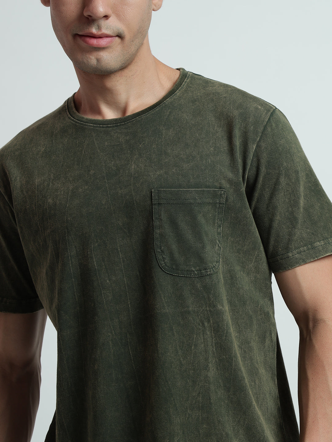 Rarebond's Cloud Stone Green Half Sleeve Comfort Fit T-shirt