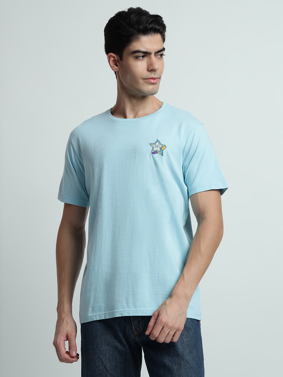 Rarebond's EMB Sky Half Sleeve Comfort Fit T-shirt