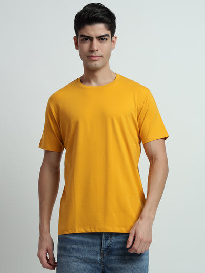 Rarebond Flow Half Sleeve Crew Neck Mustard Comfort Fit