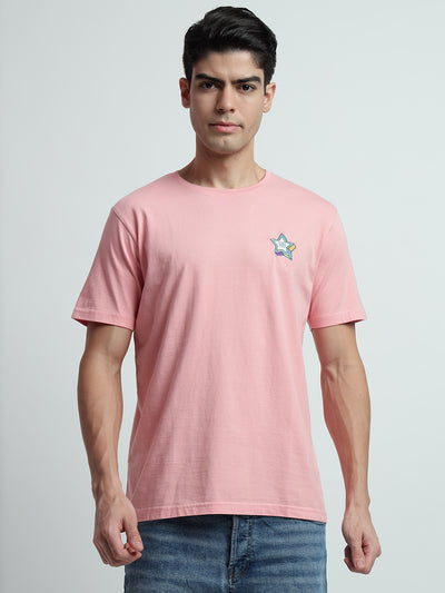 Rarebond's EMB Pink Half Sleeve Comfort Fit T-shirt