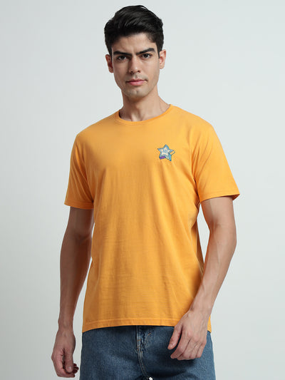 Rarebond's EMB Yellow Half Sleeve Comfort Fit T-shirt