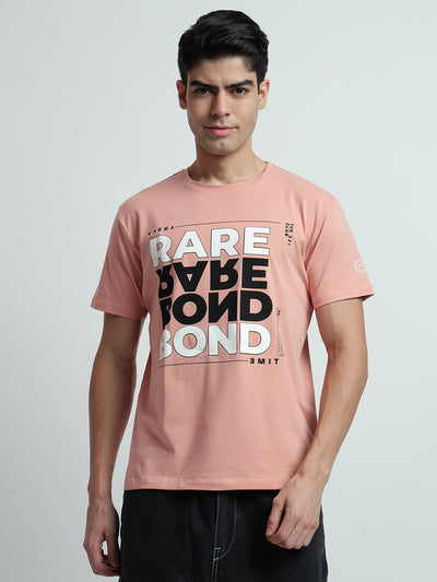 Rarebond's Rare Flip Peach Half Sleeve Comfort Fit T-Shirt