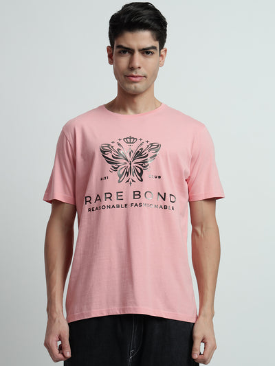 Rarebond's Butterfly Pink Half Sleeve Comfort Fit T-Shirt