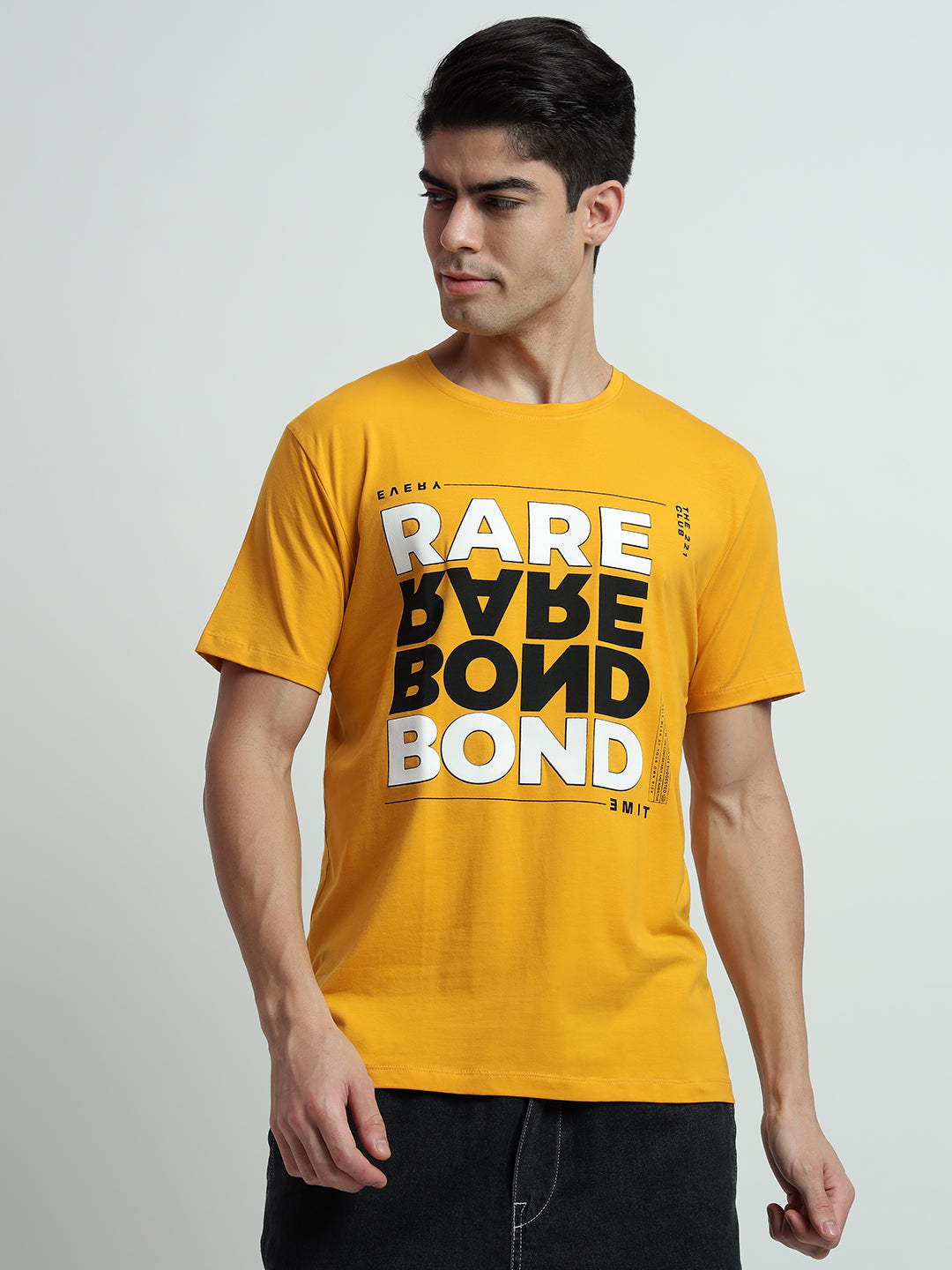 Rarebond's Rare Flip Yellow Half Sleeve Comfort Fit T-Shirt