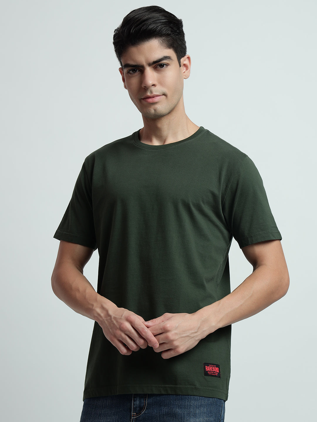 Rarebond's Cloud Green Half Sleeve Comfort Fit T-shirt