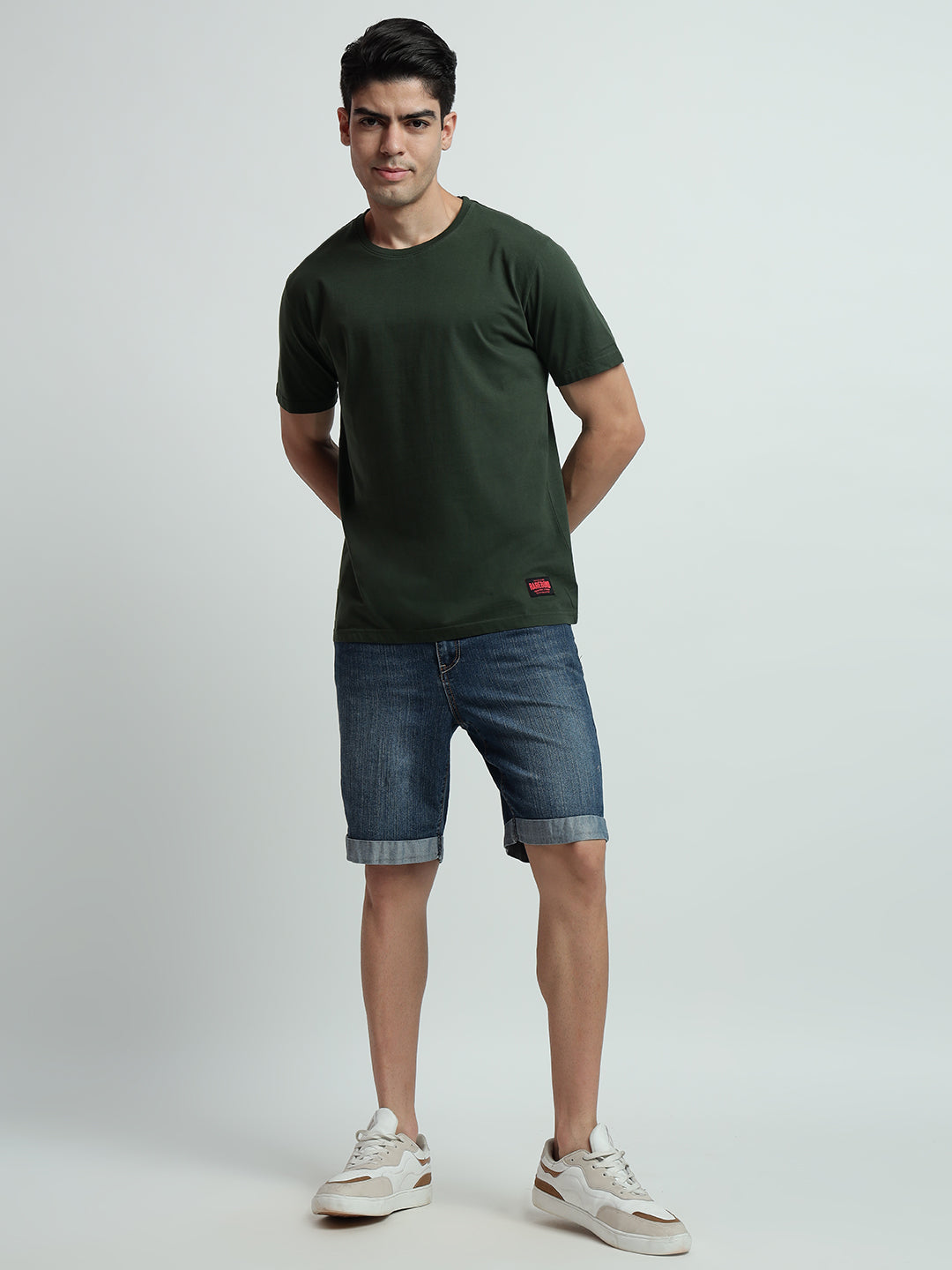Rarebond's Cloud Green Half Sleeve Comfort Fit T-shirt