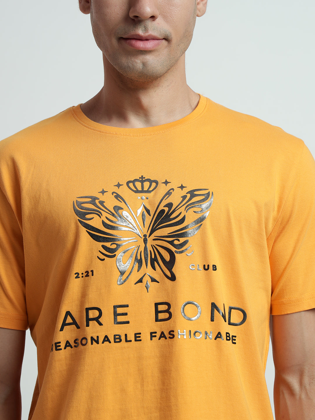 Rarebond's Butterfly Yellow Half Sleeve Comfort Fit T-Shirt