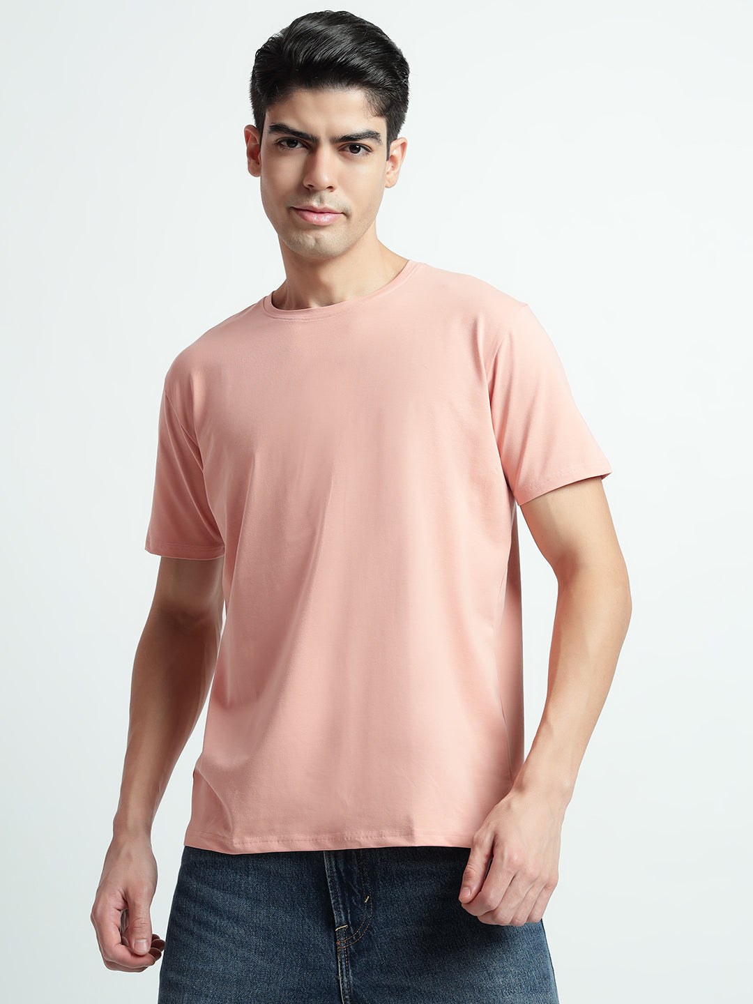 Rarebond Flow Half Sleeve Crew Neck Peach Comfort Fit