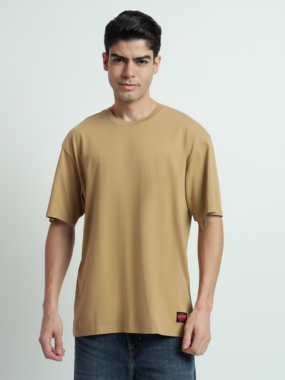 Rarebond Cloud Khaki Half Sleeve Oversized Fit T-Shirt