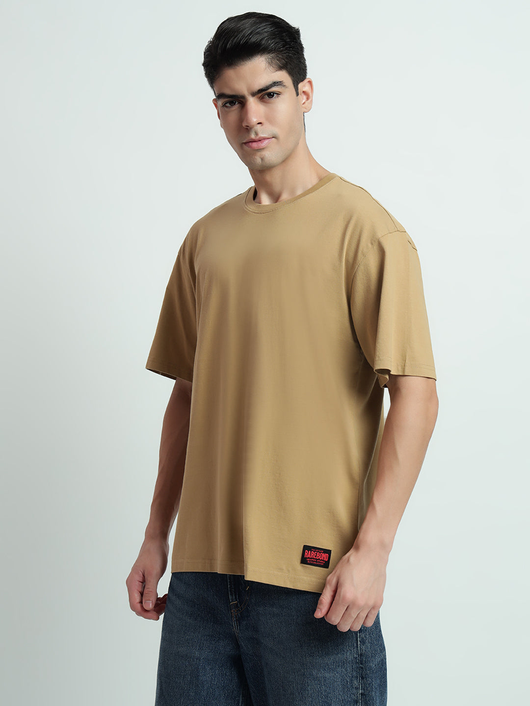 Rarebond Cloud Khaki Half Sleeve Oversized Fit T-Shirt