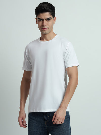 Rarebond Flow Half Sleeve Crew Neck White Comfort Fit