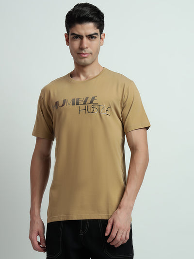 Rarebond's Humble Beige Half Sleeve Comfort Fit T-shirt