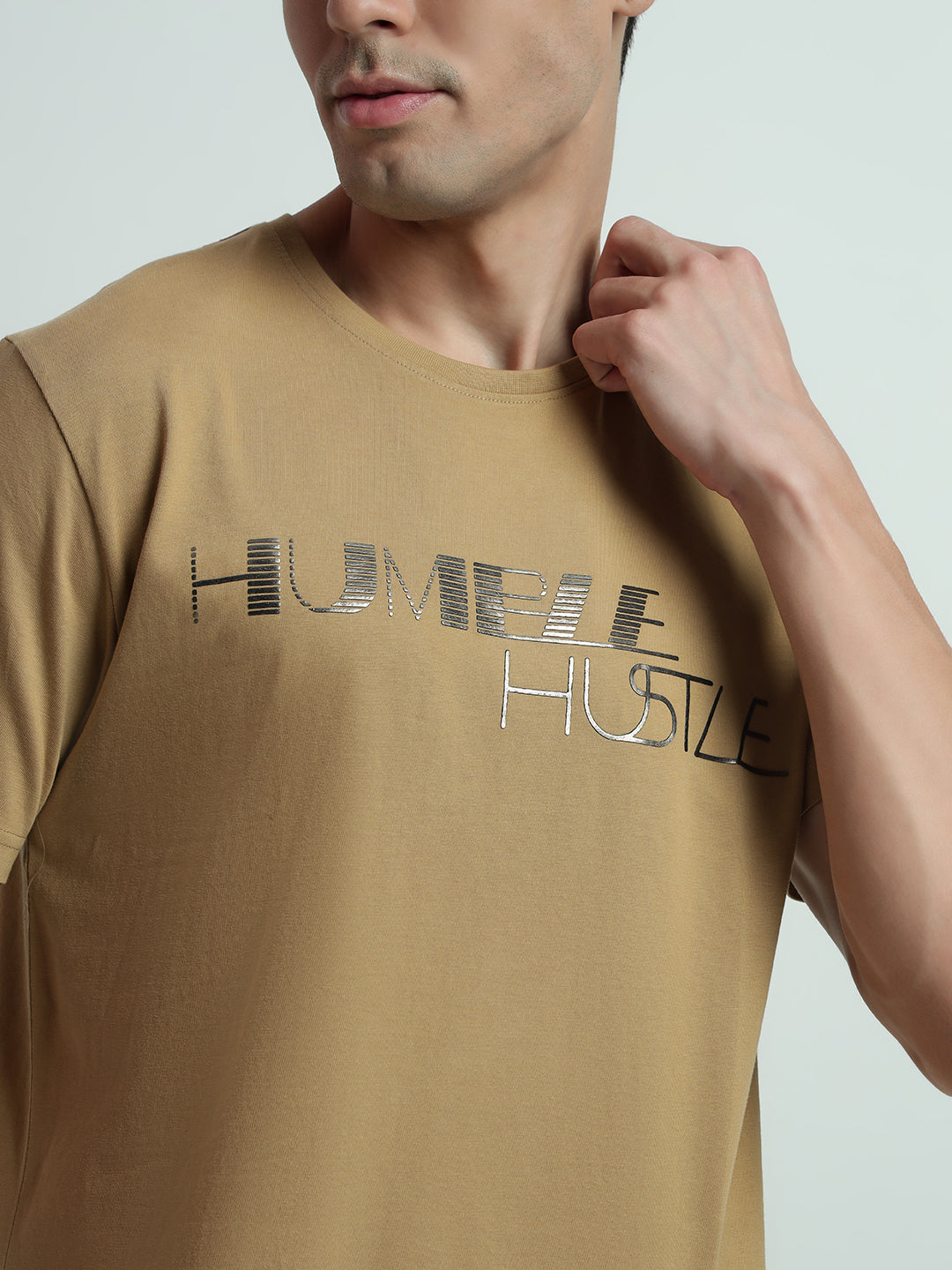 Rarebond's Humble Beige Half Sleeve Comfort Fit T-shirt