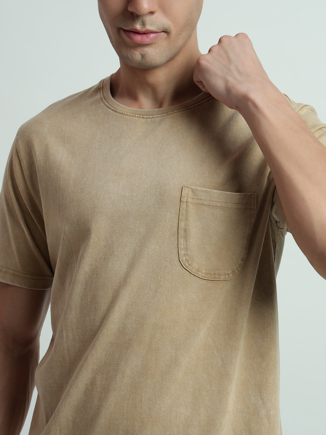 Rarebond's Cloud Stone Khaki Half Sleeve Comfort Fit T-shirt