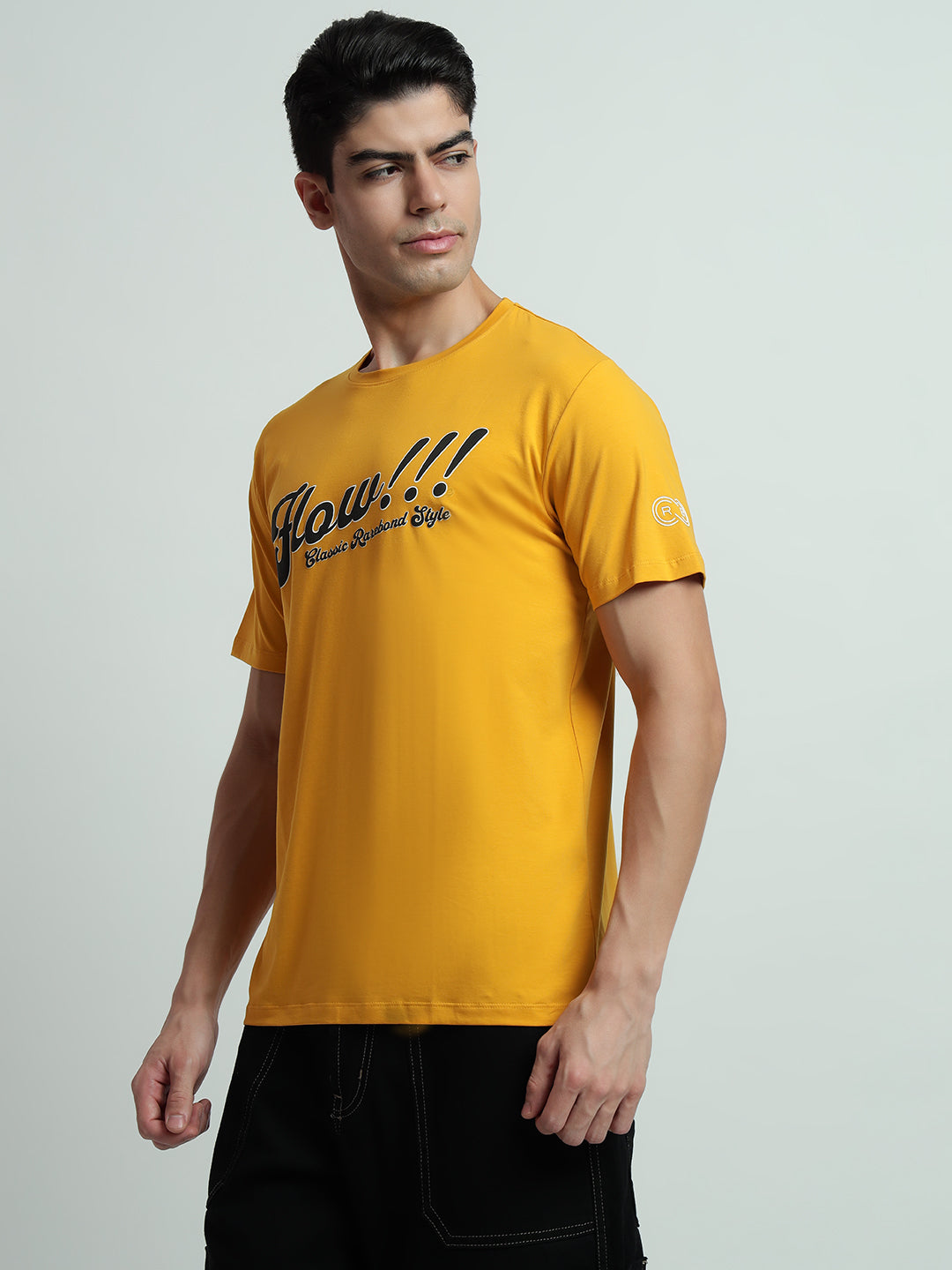 Rarebond's Rare Flow Yellow Half Sleeve Comfort Fit T-Shirt