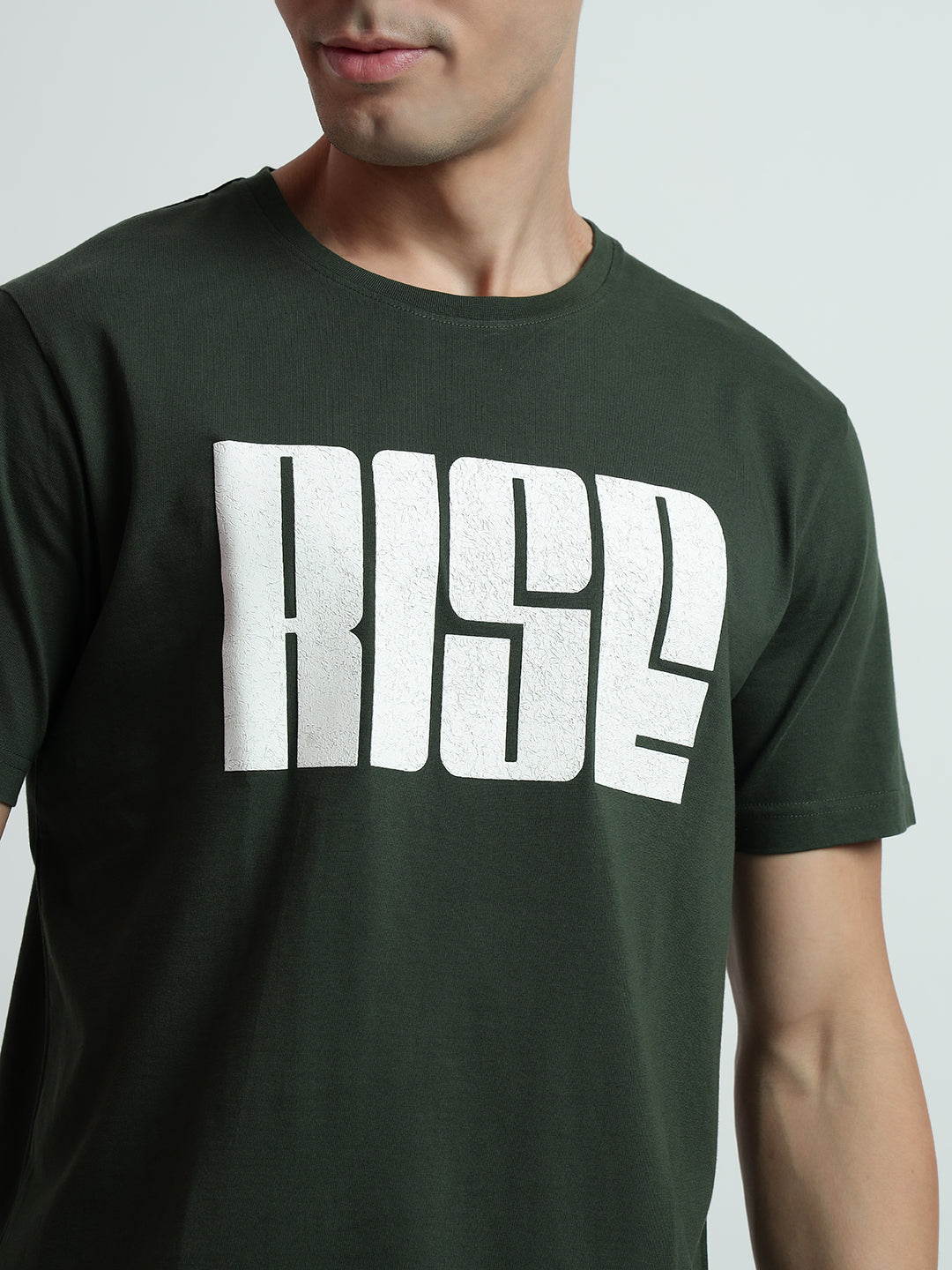 Rarebond's Rise Green Half Sleeve Comfort Fit T-shirt