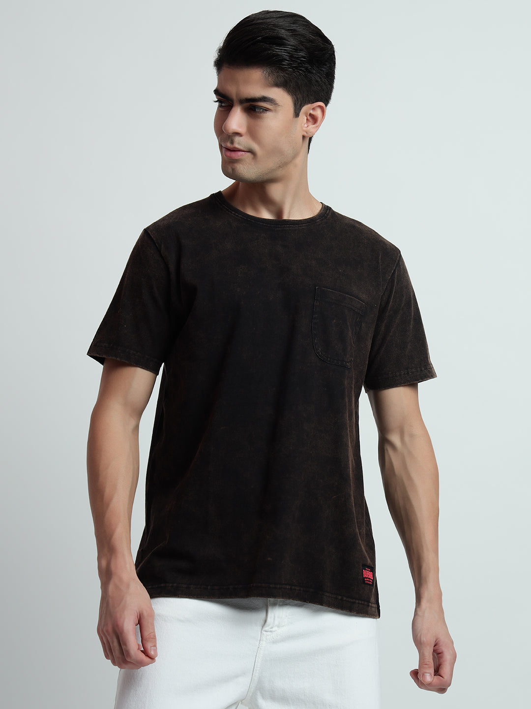 Rarebond's Cloud Stone Black Half Sleeve Comfort Fit T-shirt